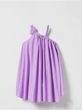 Zara Girls Lavender One-Shoulder Ruffle Dress 7 Y